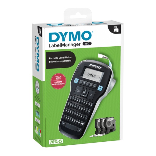 [1398142] Etiqueteuse Dymo LabelManager 160 portable qwerty 12mm valuepack