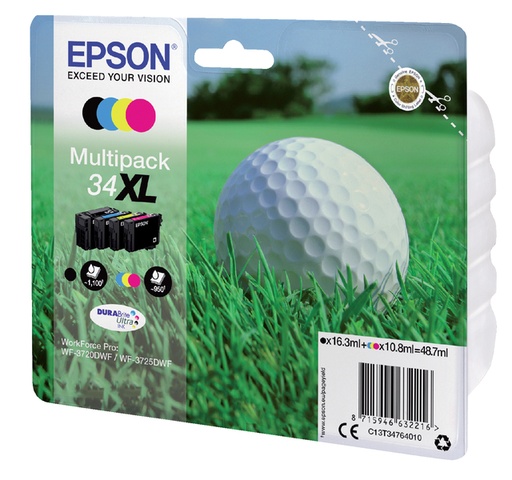 [404718] Cartouche d’encre Epson 34XL T3466 noir + 3 couleurs
