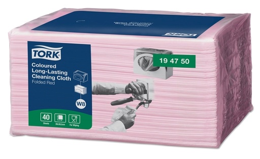 [1399849] Chiffon de nettoyage Tork Premium W8 194750 1 épaisseur 8x 40 feuilles rouge