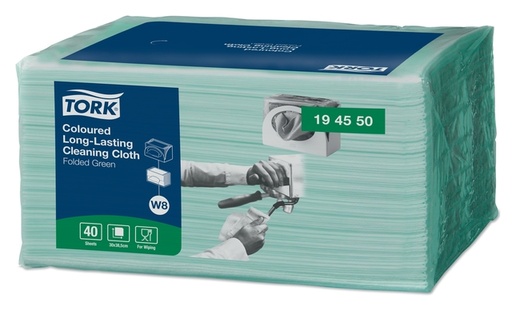 [1399858] Chiffon de nettoyage Tork Premium W8 194550 1 épaisseur 8x 40 feuilles vert