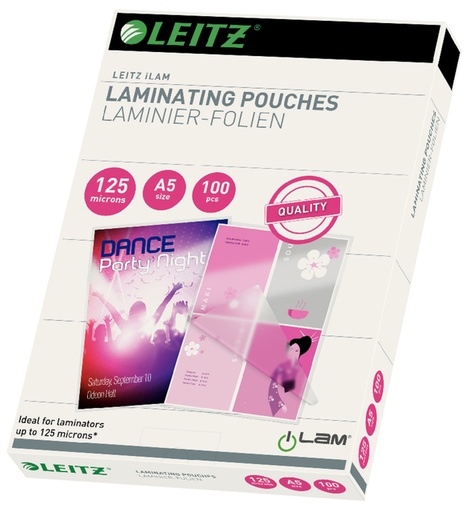 [1400419] Pochette de plastification Leitz A5 2x125 microns EVA 100 pièces