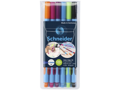 [1401610] Stylo bille Schneider Slider Edge XB étui de 6 couleurs