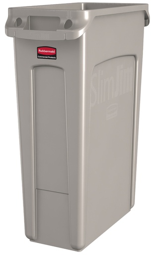 [394810] Collecteur Rubbermaid Slim Jim Vented avec conduits d'aération 87L gris