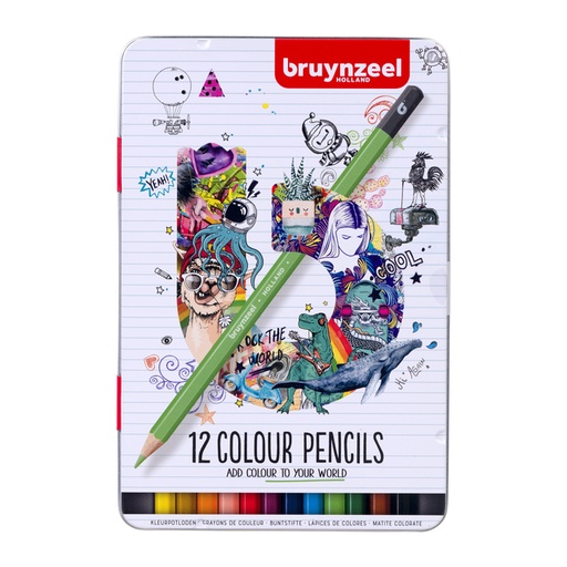 [1405017] Crayon de couleur Bruynzeel boîte métal 12 pièces