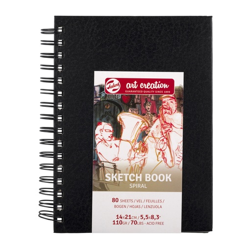 [1419107] Schetsboek Talens Art Creation 80 witte vellen 110gr 140x210mm spiraal zwart