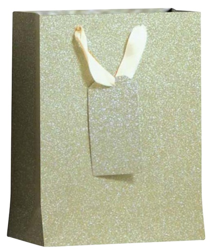 [1421932] Sac cadeau IG Group Or pailleté 175x98x229mm