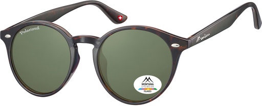 [1420327] Lunettes de soleil Montana Turtle verre rond G15 vert polarisé
