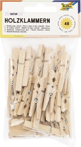 [1407619] Wasknijper Folia 48 stuks drie formaten hout