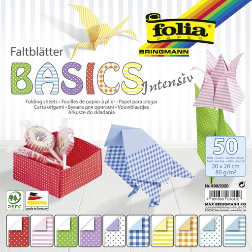 [1407609] Papier à plier Folia Basics 50 feuilles assorti