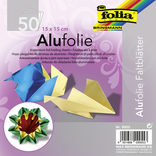 [1407627] Papier à plier Folia Aluminium 50 feuilles assorti
