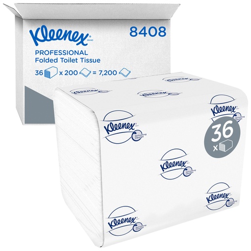 [1422818] Papier toilette Kleenex 8408 plié 2 épaisseurs 110x186mm blanc