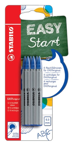 [790007] Recharge roller STABILO EASYoriginal Fin bleu blister 6 pièces