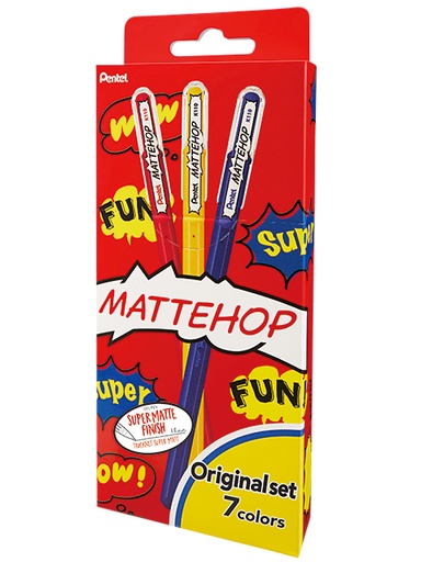 [1429674] Gelschrijver Pentel K110 Mattehop  Fun Original medium assorti blister à 7 stuks
