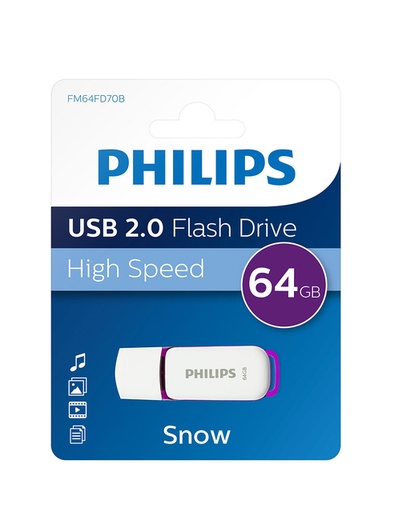 [1430786] Clé USB 2.0  Philips Snow USB-A 64Go violet