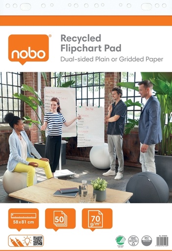[1430159] Papier pour chevalet de conférence Nobo Premium 60x85cm double face rouleau 50 feuilles