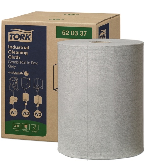 [1433241] Chiffon de nettoyage Tork W1-W2-W3 Premium Industrial 520337 1 épaisseur gris 390 feuilles