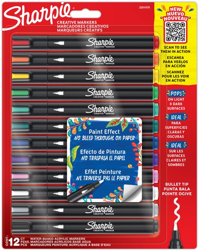 [1434207] Viltstift Sharpie Creatieve marker assorti blister à 12 stuks