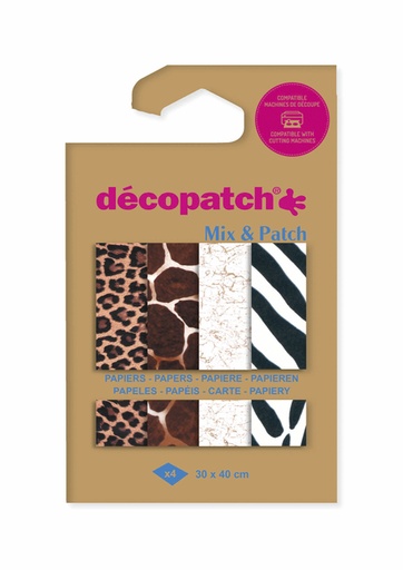 [1437173] Papier Hobby Décopatch 30x40cn set 4 feuilles peaux de bêtes