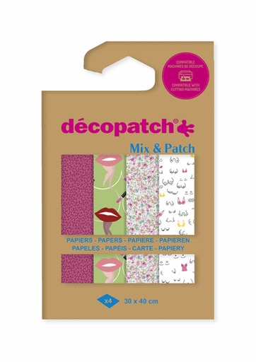 [1437175] Papier Hobby Décopatch 30x40cn set 4 feuilles ode à la femme