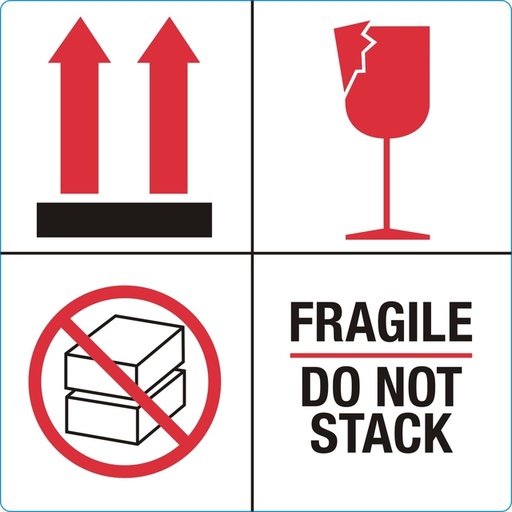 [1436115] Etiquette d'avertissement IEZZY Fragile Do not stack 100x100mm 1000 pièces