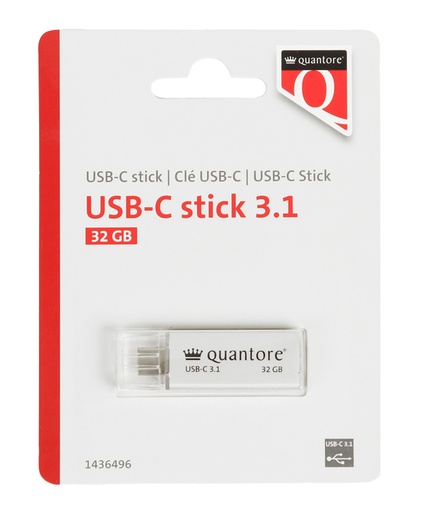 [1436496] USB-stick Quantore USB-C 32GB 3.1 zilver