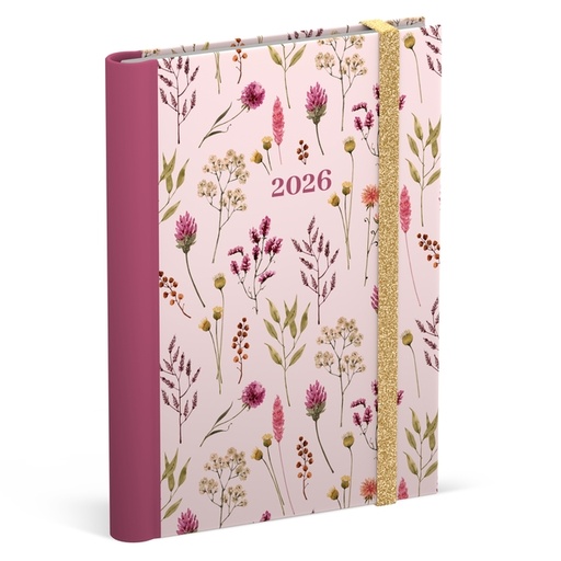 [1436911] Agenda 2026 Lannoo 120x160 Flowers bouquet 7jours/2 pages rose