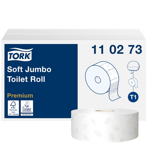[892052] Toiletpapier Tork T1 Premium jumbo 2-laags 360m wit 110273