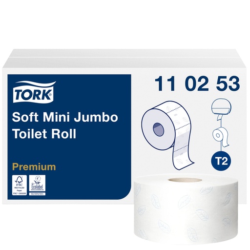[892051] Papier toilette Tork T2 Mini Jumbo Premium 110253 2 ép 170m blanc