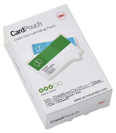 [535362] Lamineerhoes GBC creditcard 54x86mm 2x125micron 100 stuks