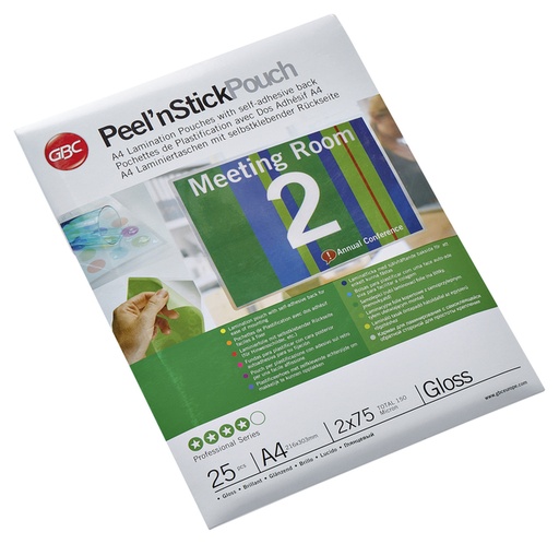 [536102] Lamineerhoes GBC A4 zelfklevend 2x75micron 25 stuks