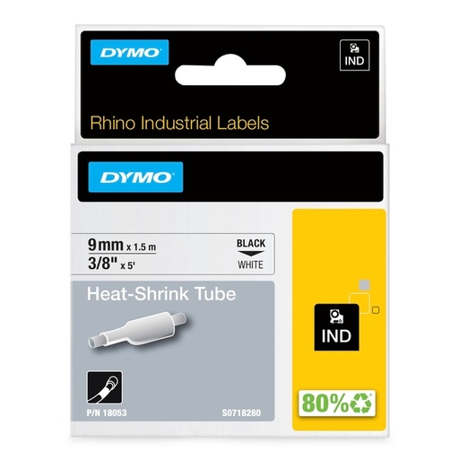 [930301] Ruban Dymo Rhino Industriel rétractable 9mmx1,5m noir sur blanc