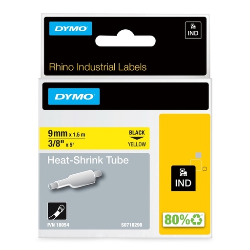 [930302] Ruban Dymo Rhino Industriel rétractable 9mmx1,5m noir sur jaune