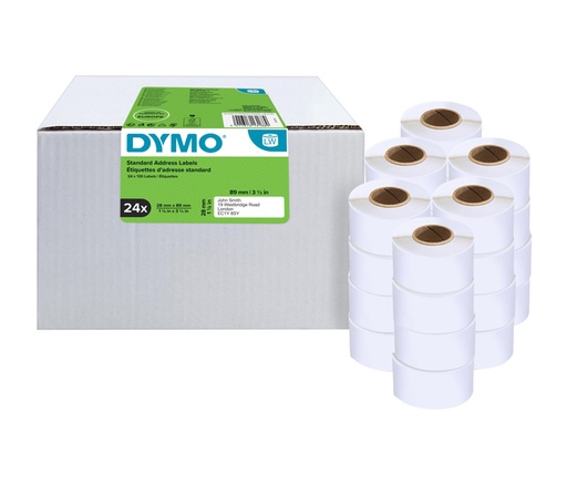 [817418] Etiquette adresse Dymo LabelWriter 28x89mm 24 rouleaux x 130pcs blanc