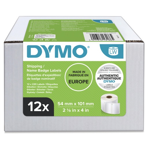 [817416] Etiquette Dymo LabelWriter carte nom 54x101mm 12 rouleaux x 220 pcs blanc