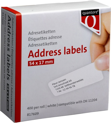 [817609] Etiquettes Quantore DK-11204 17x54mm blanc
