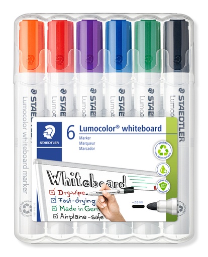 [920398] Feutre tableau blanc Staedtler Lumocolor 351 standard assorti set  6 pièces
