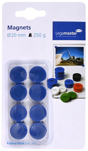 [921943] Magneet Legamaster 20mm 250gr blauw 8 stuks