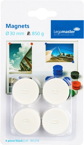 [921950] Magneet Legamaster 30mm 850gr wit 4 stuks
