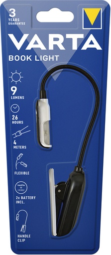 [413890] Lampe de poche Varta LED Book Light avec 2 piles CR2032