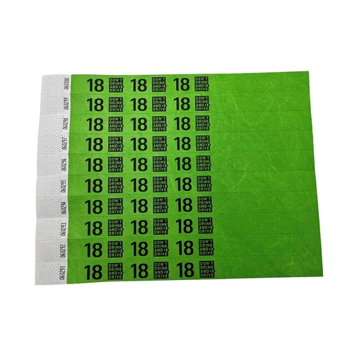 [505268] Bracelet Combipack 18+ Don't drink and drive vert 100 pièces