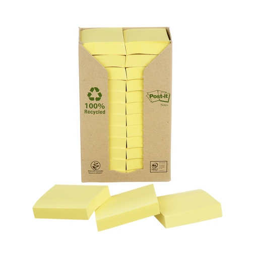 [392477] Bloc-mémos Post-it 653 38x51mm recyclé jaune 24 pièces