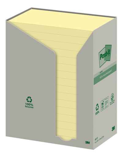 [392479] Bloc-mémos 3M Post-it 655 76x127mm recyclé jaune 16x100 feuilles