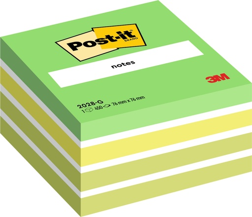 [392590] Memoblok Post-it 2028 76x76mm kubus pastel groen